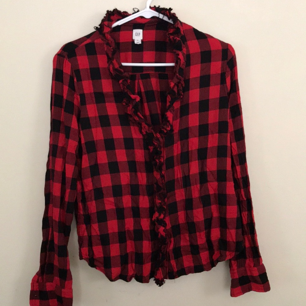 GAP buffalo check ruffle flannel size medium